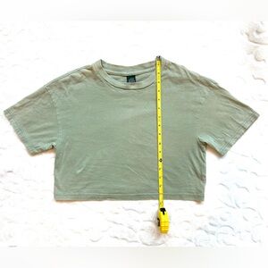 Sage Green Tee Cropped Short Sleeves 100% Cotton size XS